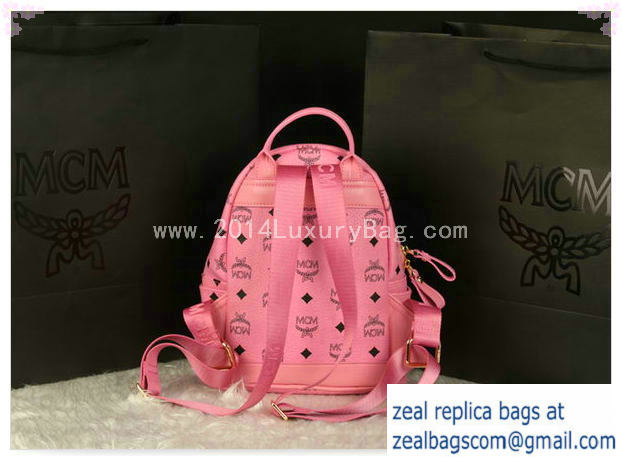 High Quality Replica MCM Stark Backpack Medium in Calf Leather 8003 Pink - Click Image to Close